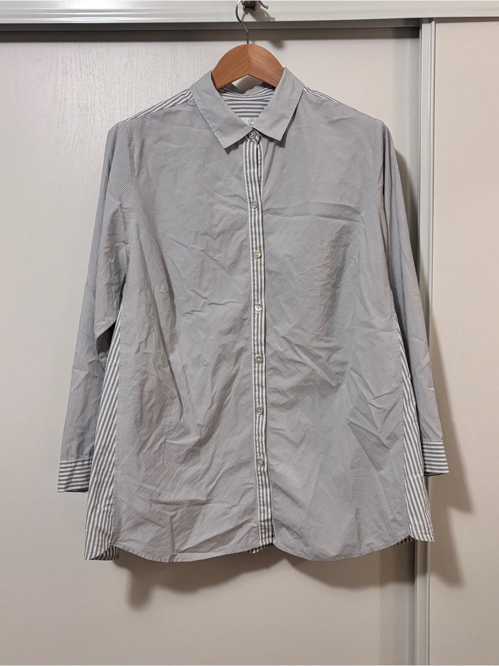 J Jill Patchwork Tunic Size 2X Poplin Stripe Hamptons Coastal Preppy Long Sleeve